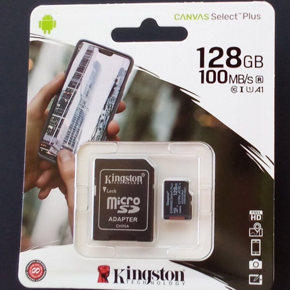 KINGSTON CANVAS Select Plus Micro Sd Card 128GB, 100 MBS/s READ Full HD
